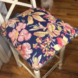 GREAT BUY pair of Beautiful April Cornell 18” x 1&”chair cushions with ties.